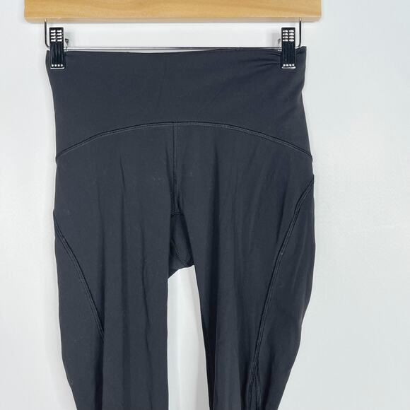 Lululemon Womens 4 Black Train Times 7/8 Leggings 25" Mesh Piecing Activewear - Picture 3 of 8